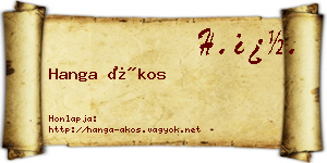 Hanga Ákos névjegykártya